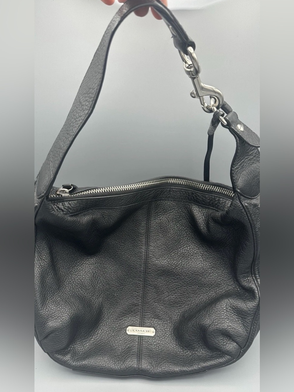 Coach Avery Pebbled Black Leather Hobo Bag